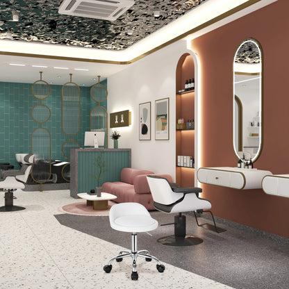 WOLTU Drehbarer Bürostuhl mit Rollen, höhenverstellbarer Computerstuhl mit niedriger Rückenlehne, Arbeitsrolle, Rocker-Schminkhocker