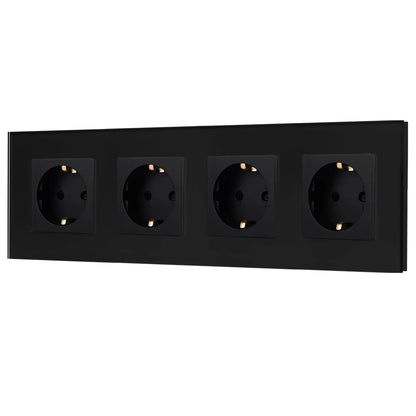 Bingoelec Wandsteckdose, Touch-Lichtschalter mit USB, 20 W, Typ C, Schnellladesteckdose, Glasscheibe, EU-Standard-Steckdosen