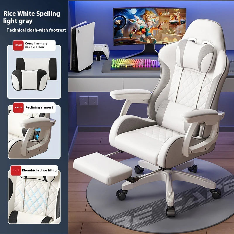 Gaming-Stuhl im Racing-Stil, drehbarer Bürostuhl, 8 cm dickes Latexkissen, verstellbarer Computersitz aus 135 Grad PU-Leder