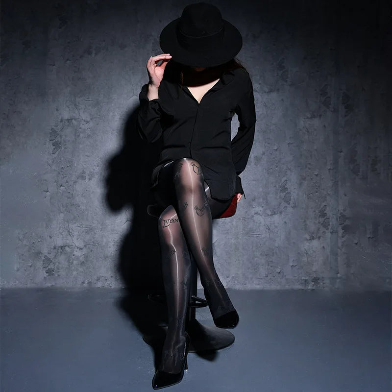 Japan Style Butterfly Patterned Women Pantyhose Fashion Oily Girl Black Sexy Tights Female Stocking Transparent Silk.