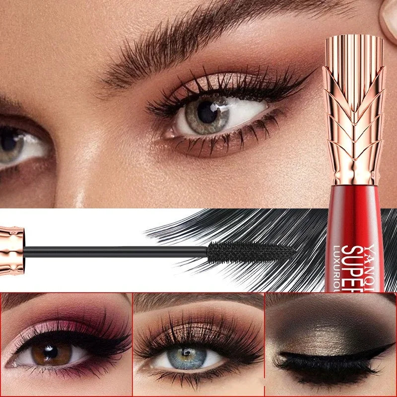 Silk Fiber Black Mascara Makeup Waterproof Lasting Lengthens Eyelashes Extension Non-smudge Anti-sweat Mascara Makeup Cosmetics.