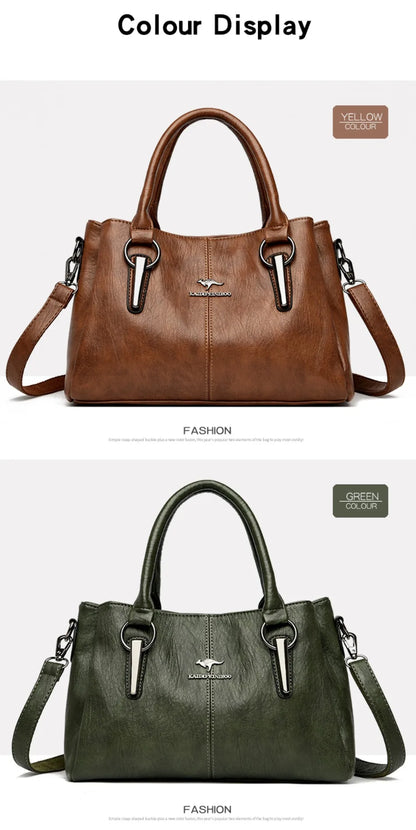 Genuine 3Layers High Quality Soft PU Leather Ladies Shoulder Crossbody Bags for Women  Luxury Handbags  Women  Designer A Main