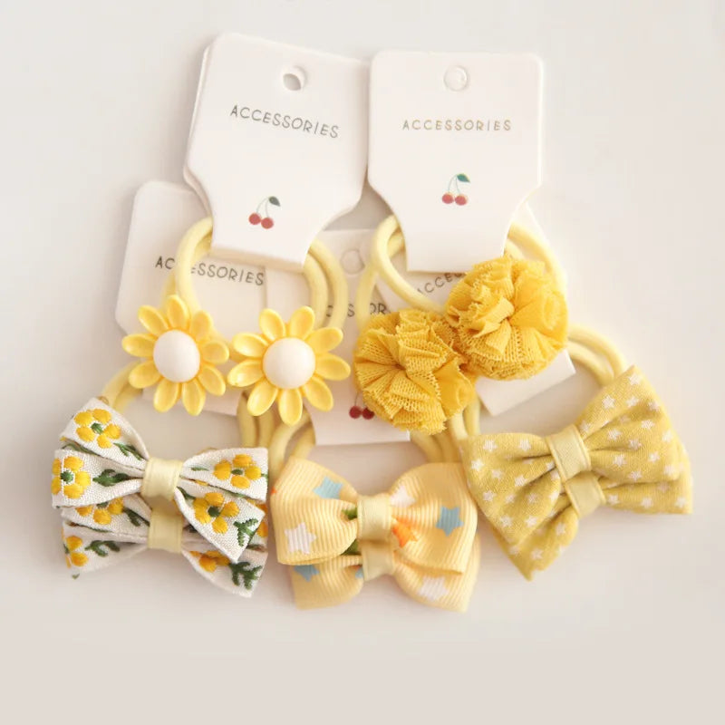 10Pcs/Lot, Elastic Hair Bow Clips for Children, Children's Headwear Hair Accessories for girls, Cute Hair ties, Lovely Hair Rope
