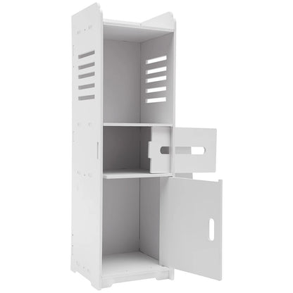 4-stufiger rechteckiger Badezimmerschrank, weißes freistehendes Lagerregal, Mehrzweck-Aufbewahrungsschrank, Badezimmerschrank, 24 x 24 x 80 cm