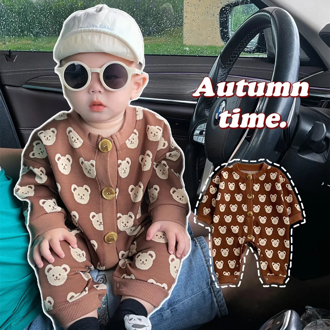 Ins 2024 Frühling Herbst Baby Jungen Bodysuit Baumwolle gestreiften Cartoon gedruckt Langarm Kleinkind Jungen Stram pler Neugeborene Jungen Outfits.