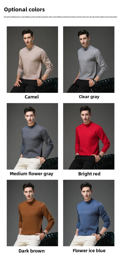 High End Anti-pilling Thick New Fashion Brand Casual Knit Pullover Sweater Half Turtleneck Mens Jumper Designer Clothing.