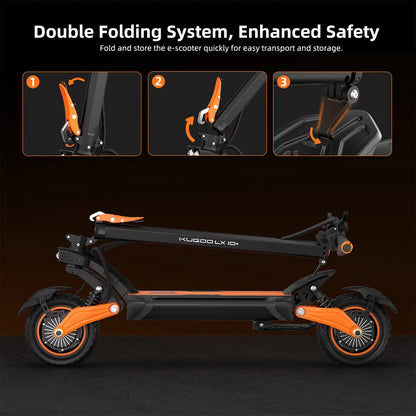Kugoo LX10+ Electric Scooter 2*1400W Motor 60V 20.8Ah Battery 10 inch Tires 72km/h Max Speed 90km Range Hydraulic Disc Brakes.