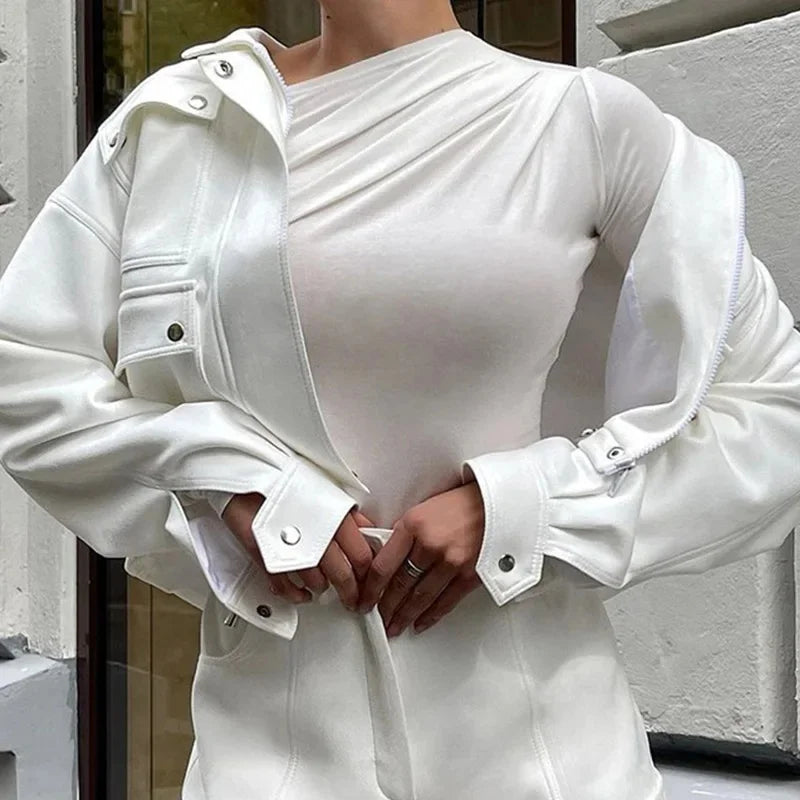 Langarm Top Weiße T-Shirts Frauen Basic Crop Top Herbst Pullover Solide Skew Neck T Shirt Streetwear Basic Schwarz Y2K Tees