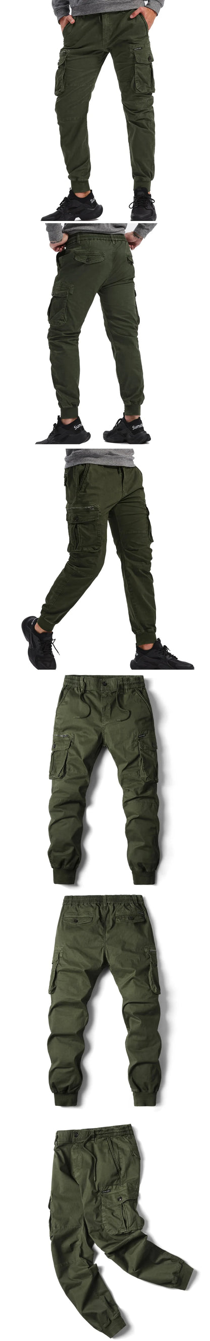 2024 New Cotton Men Cargo Pants Khaki Casual Men Tactical Joggers Cargo Multi-Pocket Fashions Black Army Trousers Work Wear.