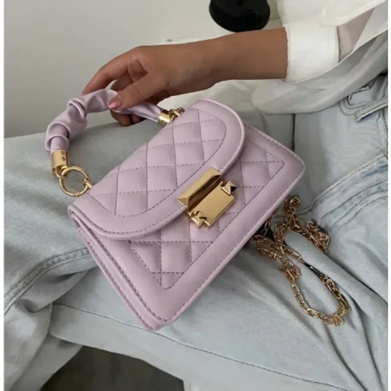 Women PU Leather Shoulder Bags Small Messenger Designer Female 2024 New Fashion Chain Rhomboid Crossbody Bag Ladies Mini Handbag.