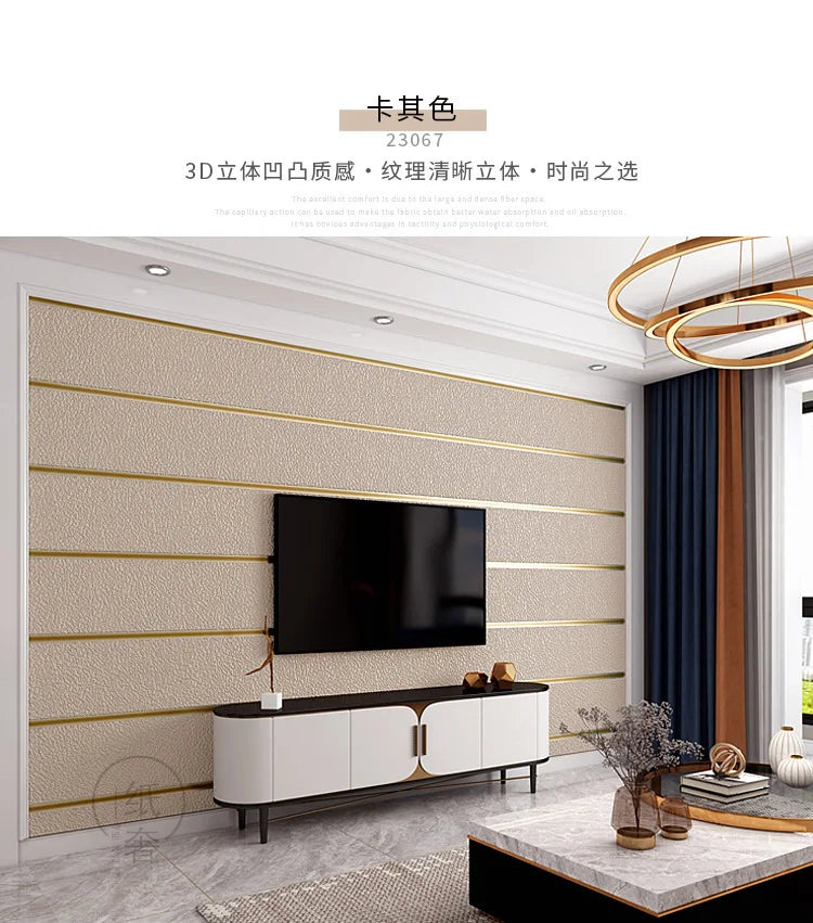Hirschhaut Samt horizontal gestreifte Tapete Wohnzimmer Schlafzimmer gestreifte Film- und Fernsehwand 3D-Relief verdickte Tapete