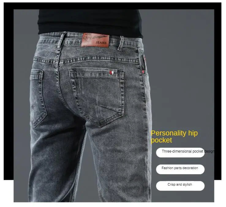 Winter Thick Plus Velvet Men Middle Waist Skinny Jeans Simple Fleece Warm Slim Fit Stretch Boy Casual Denim Pencil Pants.