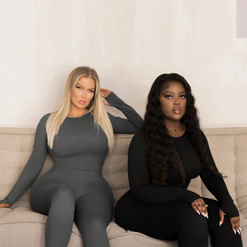 Dulzura Women 2024 Autumn Winter Long Sleeves Crop Tops Long Pants Two Piece Matching Sets Tracksuit Wholesale Items S3613114K.