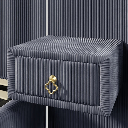 KOMHTOM Polsterbett 180x200cm, Samt mit, LED-Leiste, hydraulischem Stauraum, 2 Schubladen und USB+TYPE-C Anschluss