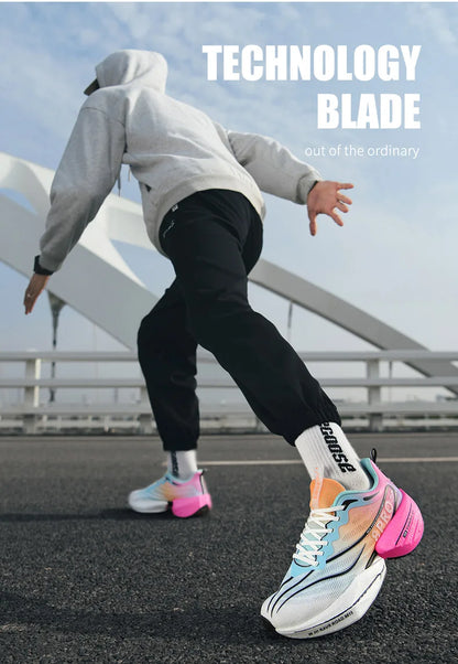 Men's Running Shoes Carbon Plate Racing Marathon Athletic Shoes Cushioned Comfortable Road Sneakers Teenage Training Shoes.