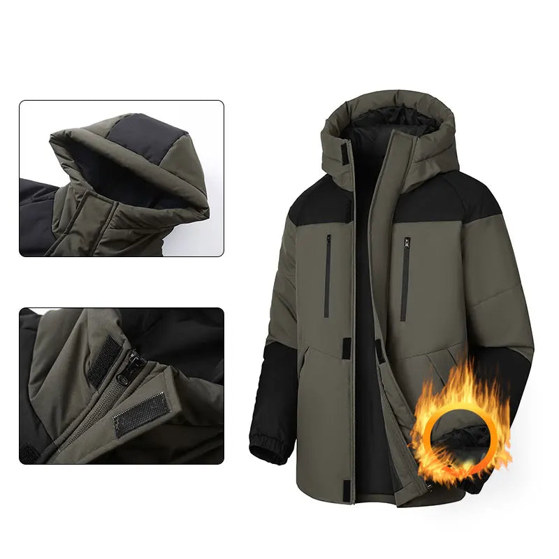 Winter Thickened Jacket Men Running Hooded Coat Sport Outdoor Leisure Medium-length Warm Clothing Autumn Winter Clothing Male.
