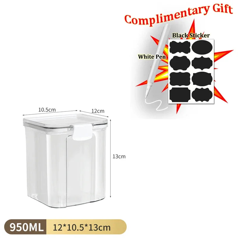 Food Box Storage Container With Airtight Lid Condiment Organizer Plastic Dispenser Jar Hermetic Kitchen Cereal Snack Spaghetti