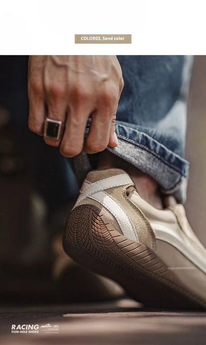 Maden Unisex Summer Vintage Patchwork Racing Shoes Breathable German Trainers Sneakers Thin Sole Casual Lace-Up Sporty Shoes.