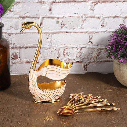 Swan-Shaped Cutlery Holder, Elegant Spoon and Fork Base, Luxury Tableware Storage, Stylish Kitchen Decor and Organizer for Home.