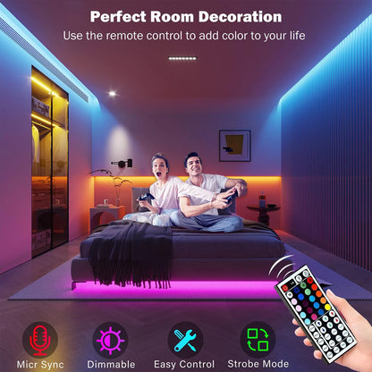 RGB-LED-Streifenlichter, 5 m, 10 m, 20 m, 30 m, LED-Raumlicht mit APP-Steuerung, flexibles Band, Luces-LED-Band für Zimmer, Schlafzimmer, Dekoration.