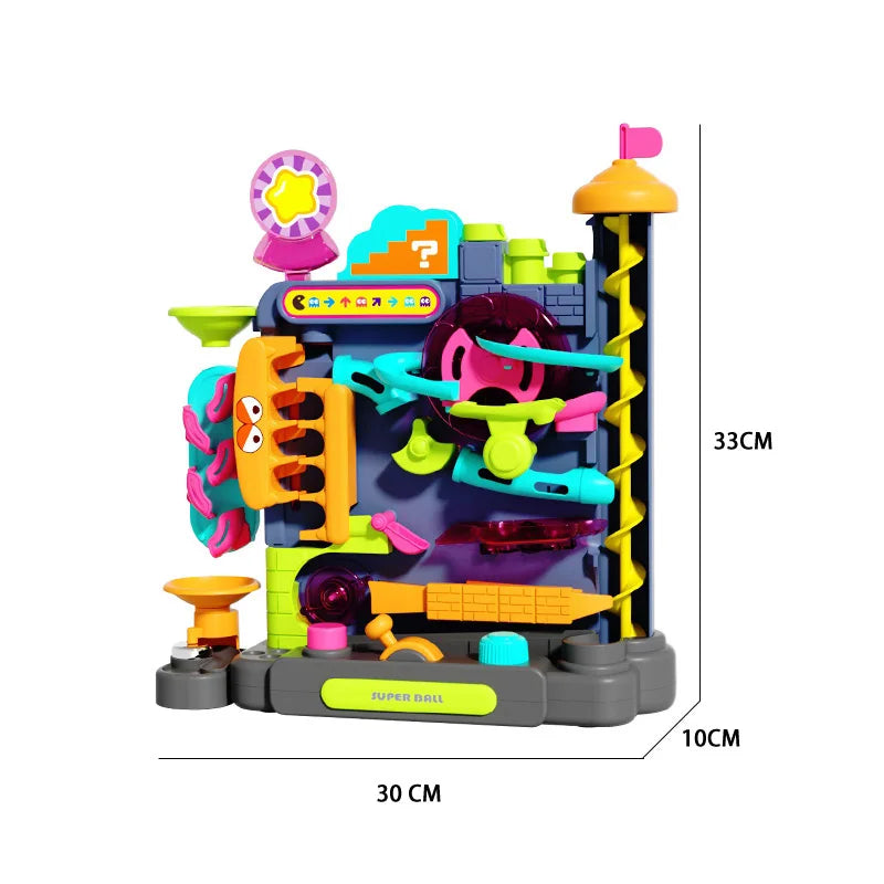 Educational Montessori Toy Multi-Layer Track Adventure Game Rail Rolling Ball Model Interactive Brain for Children Kids.