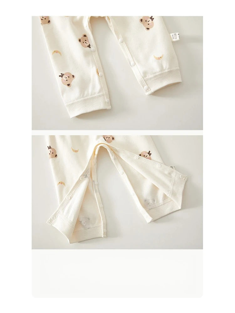 Newborn Baby Base Shirt+pants 2-piece Set Autumn and Winter Cartoon Pure Cotton Top+pants 0-18M Newborn Baby Pajamas.