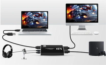 4K USB 3.0 Video Capture Card HDMI Bypass HDCP 1080P 60Hz HD Video Recorder Grabber For PS5 OBS Game Recording Live Streaming.