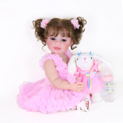 Reborn Toddler Girl Doll -22 inch Happy Dance with 3D Painted Skin Visible Veins and Soft Full Vinyl with Rooted Hair/Christmas.