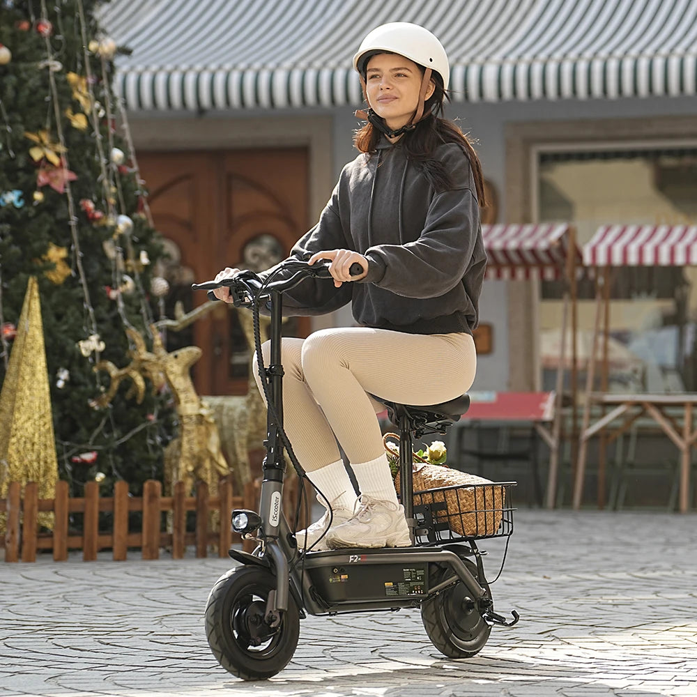 iScooter - F2 Electric Scooter with 500W Motor, 36V 7.8Ah Battery, 10-inch Tires, Adult Foldable Electric Scooter with Seat.