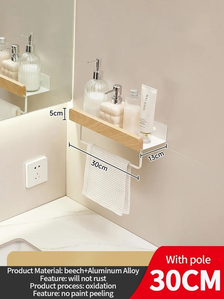 Holz Aluminium Material Badezimmer Regal Organizer Eckregal Shampoo Lagerregal Dusche Wandregal Badezimmer Organizer