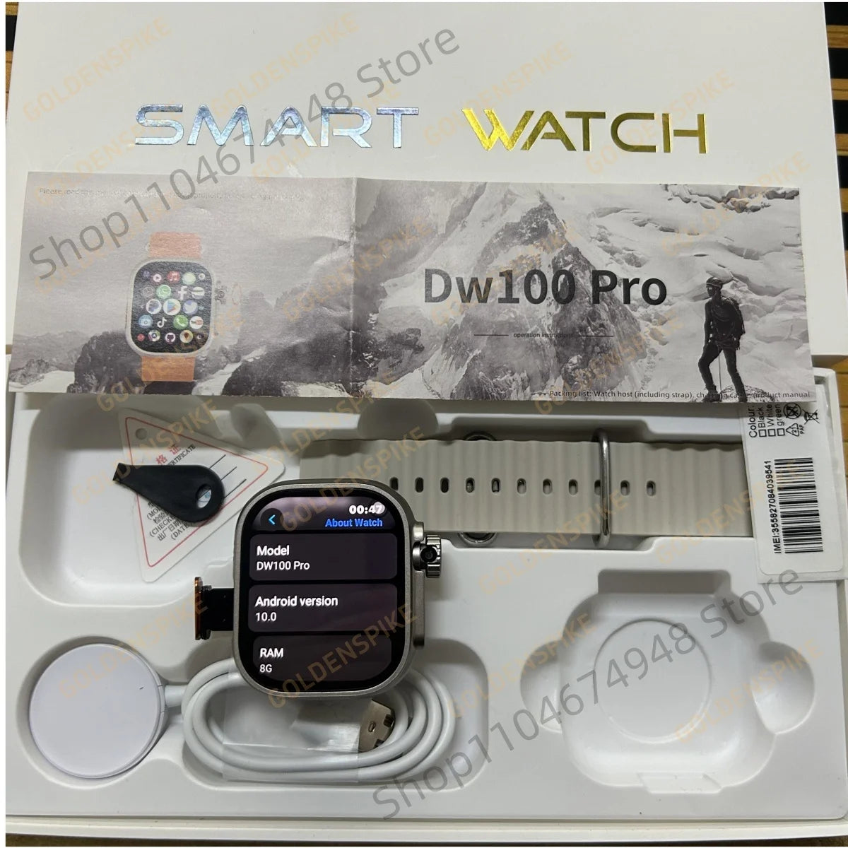 DW100 Pro Android Smartwatch Fingerprint Unlock Control Smart Watch 256GB ROM Free Download App WIFI GPS Camera 2.29inch Amoled.