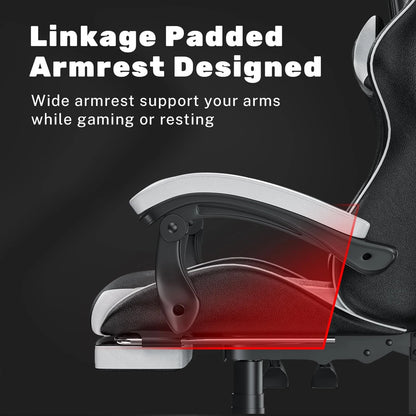 Gaming-Stuhl mit Fußstütze, ergonomischer Gaming-Stuhl mit Lendenkissen, Kopfstütze, Gaming-Stuhl, höhenverstellbarer Computerstuhl