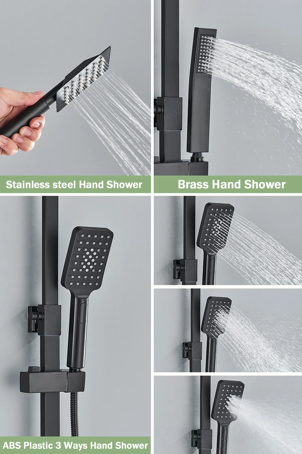 Rainfall Bathroom Shower Faucet Kit With Bidet Wall Mounted Stainless Steel Hot Cold Water Mixer Tap System With Rack,Tub Spout