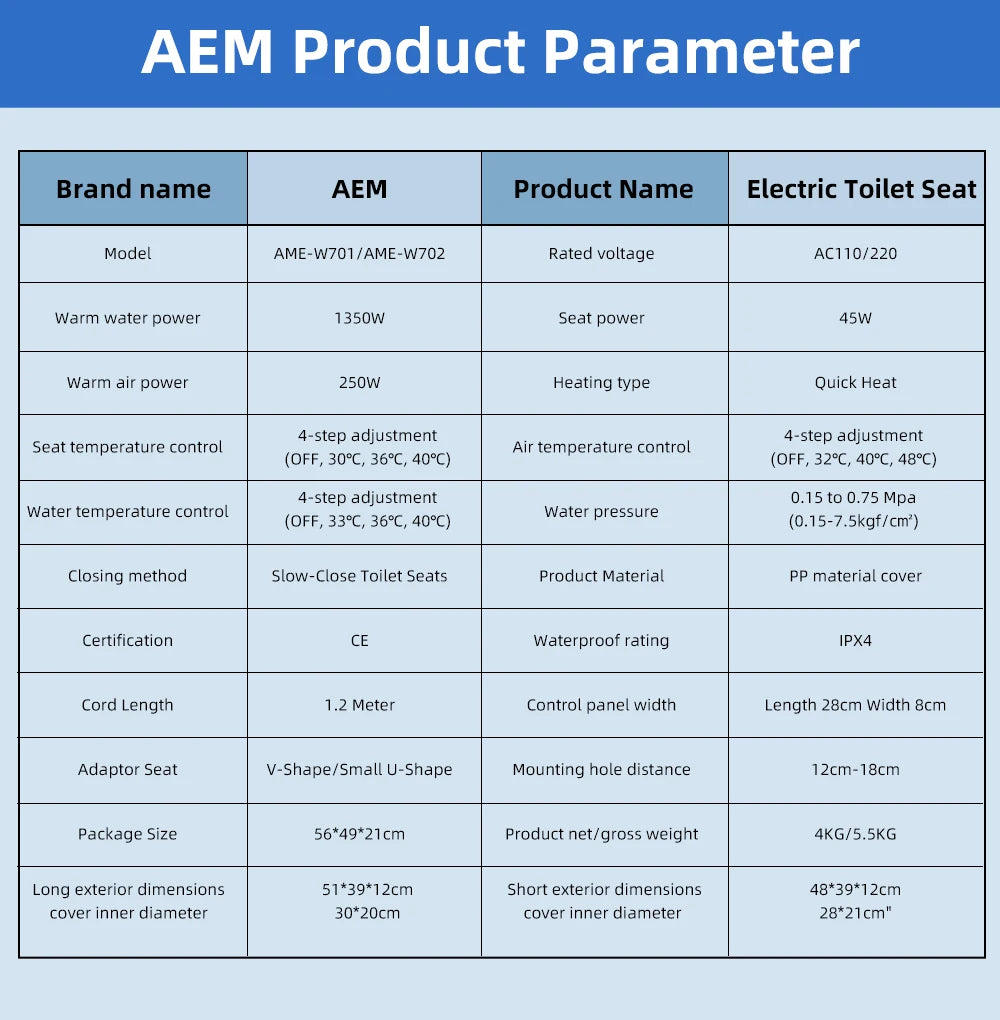 Intelligenter, länglicher Toilettensitzbezug – beheizt, wassersparend, automatische Reinigungsdüse, langsam schließend, trocken, LED-Licht für modernes Badezimmer