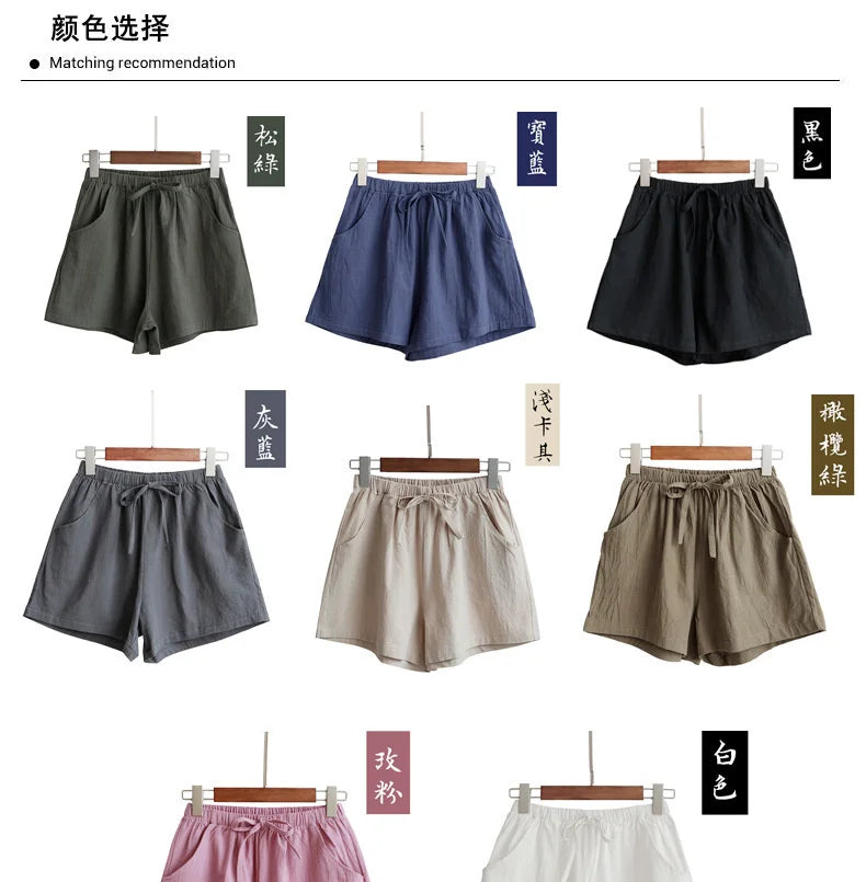 Summer Cotton Linen Shorts Women High Waist Oversize Shorts Short Pants Women Fashion Casual Sports Shorts Female S-XL.