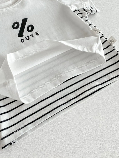 Baby Kleidung Sommer Neugeborenen Baby Jungen Mädchen Body Einfarbig Overalls Oder Infant Casual Gestreiften Brief Kurzarm T Shirts.