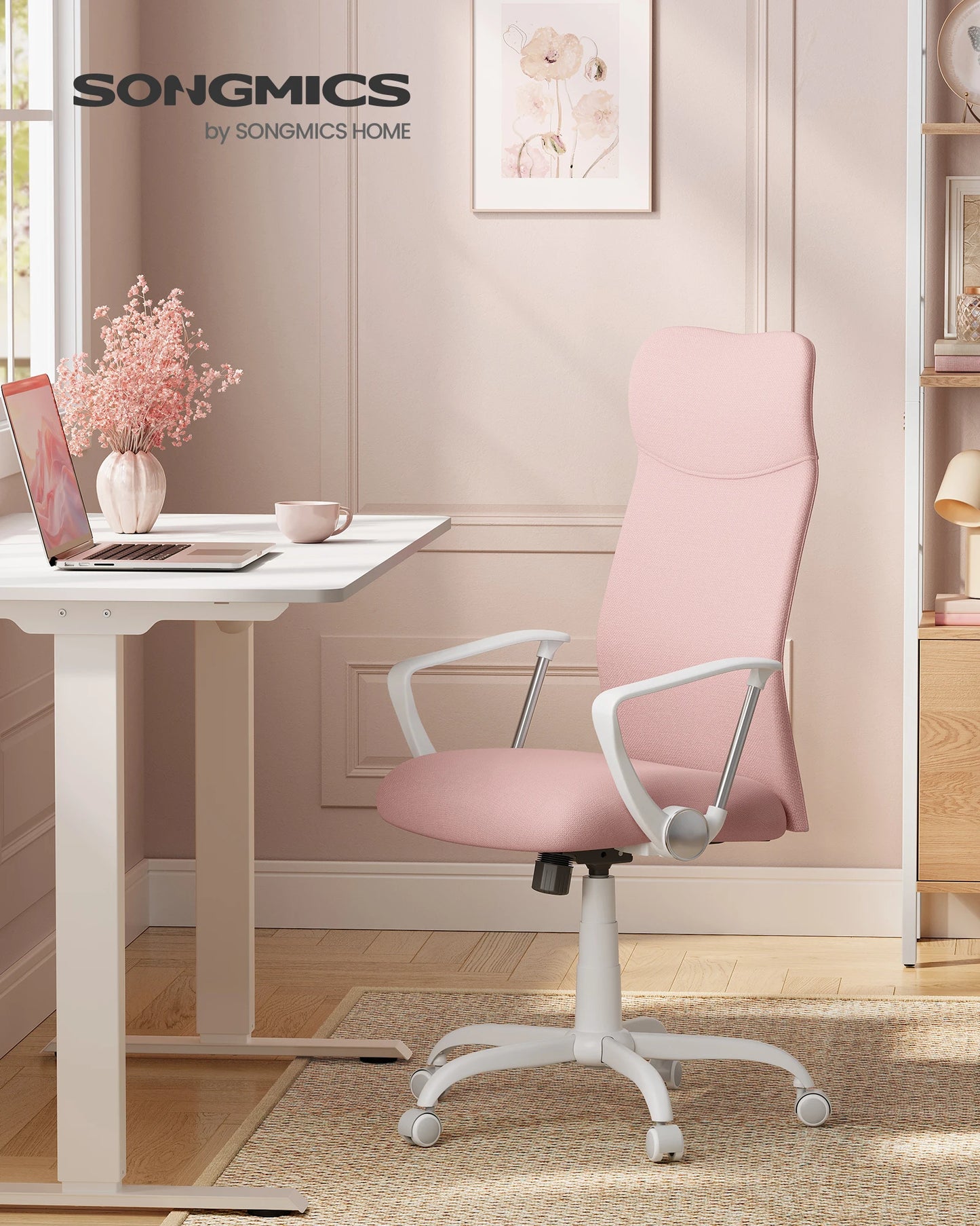 SONGMICS Bürostuhl, ergonomischer Schreibtischstuhl, Drehstuhl, gepolsterter Sitz, höhenverstellbar und neigbar