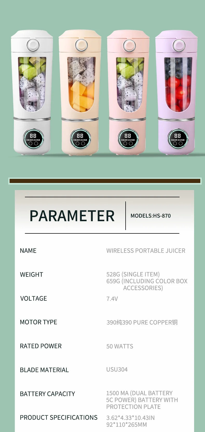 New Portable Juice Maker Blender for Shakes Smoothie 700ML Durable Juicer Steel Blades 2 In 1 Blender Bottle Smoothie Portable.