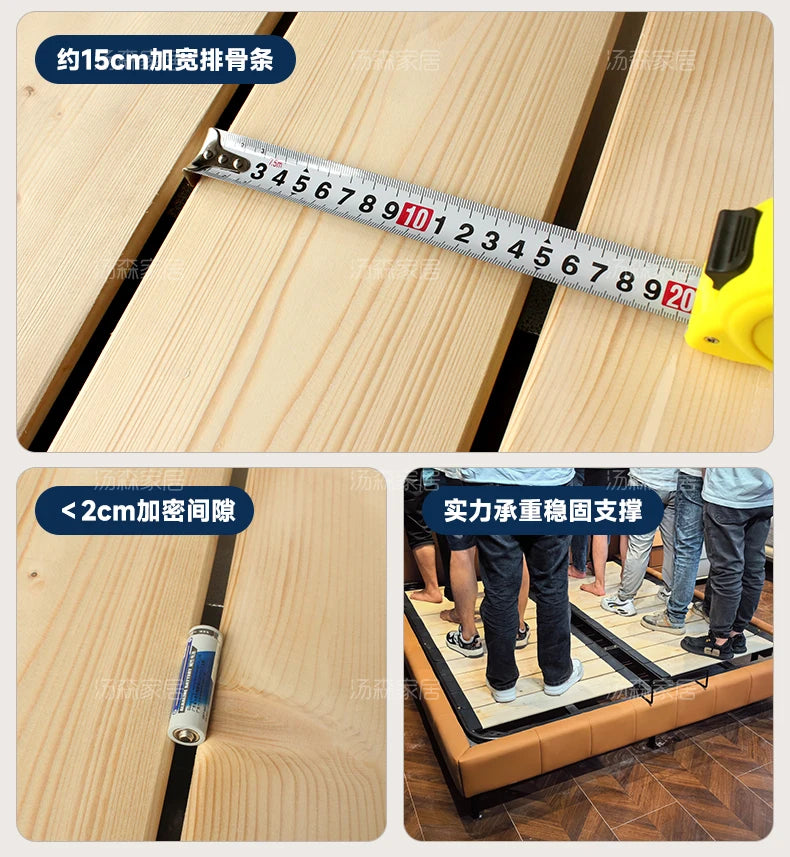 Hohes Kopfteil, Doppelbettgestell, schlichtes Holz, elegantes Queen-Size-Bett, Einzelbettgestell, Nachttische, Aufbewahrung, Cama Moderno Lujo-Möbel