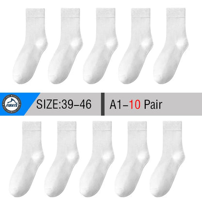 10 Pair Men's Bamboo Socks Anti-bacterial And Anti-odour Soft Business Socks Wearable And Breathable Casual Socks For Men.