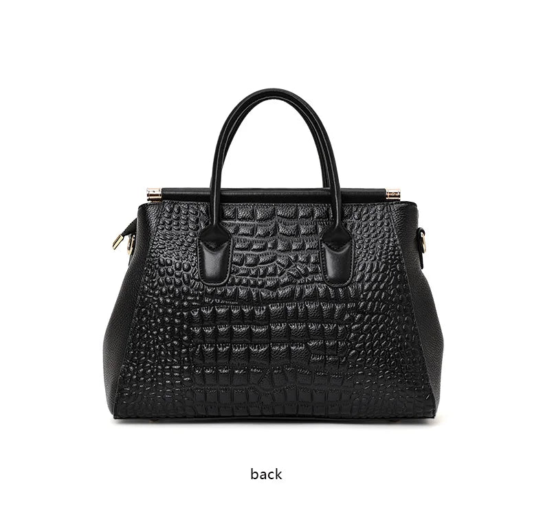 Aidrani Genuine leather women's handbag, fashion crocodile pattern design, high-end luxury cowhide bag large capacity.