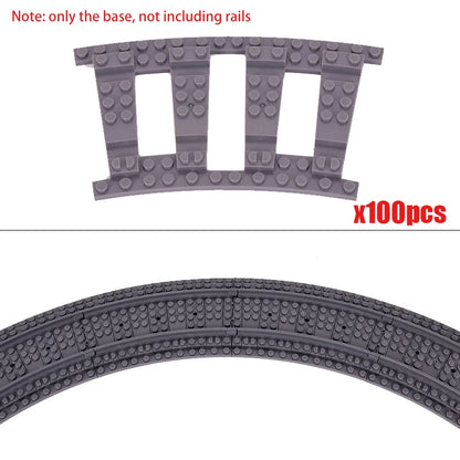 MOC City Creative Idea Train Straight and Curved Rails Base Tracks Shoulder Building Blocks Bricks Accessories DIY kid Toys gift