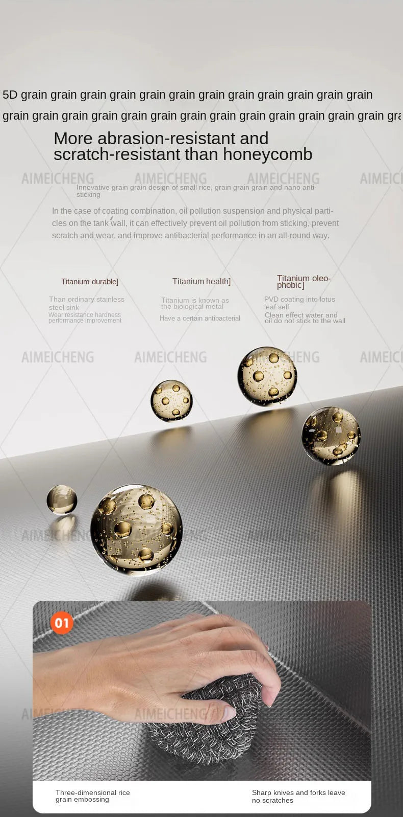 Original-Finish, spülmaschinenkompatibles SUS304-Edelstahl-Küchenspüle mit großer Einzelschüssel und Unterbau