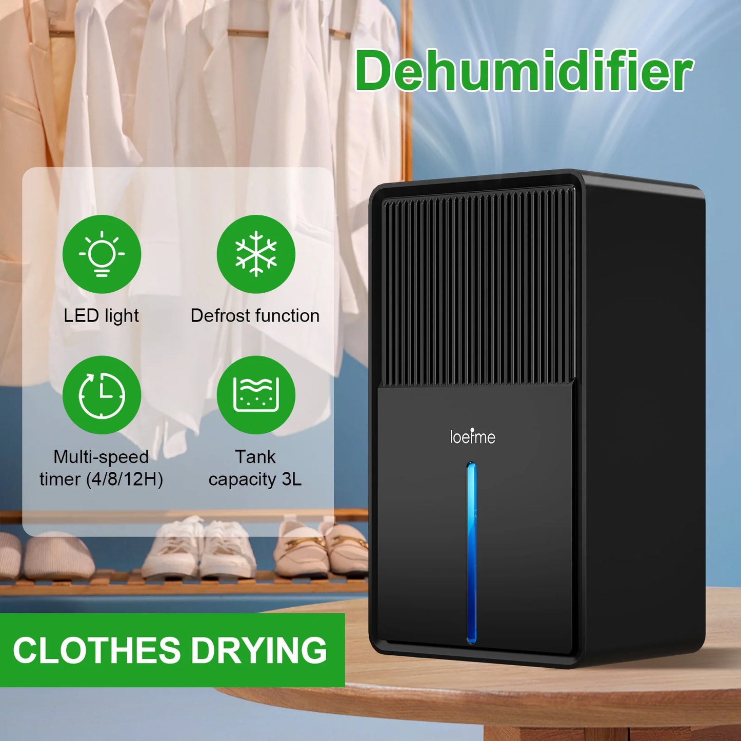 Electric Home Dehumidifier Multi-capacity For Damp, Condensation, Mould, Smells,Defrost Portable Quiet.