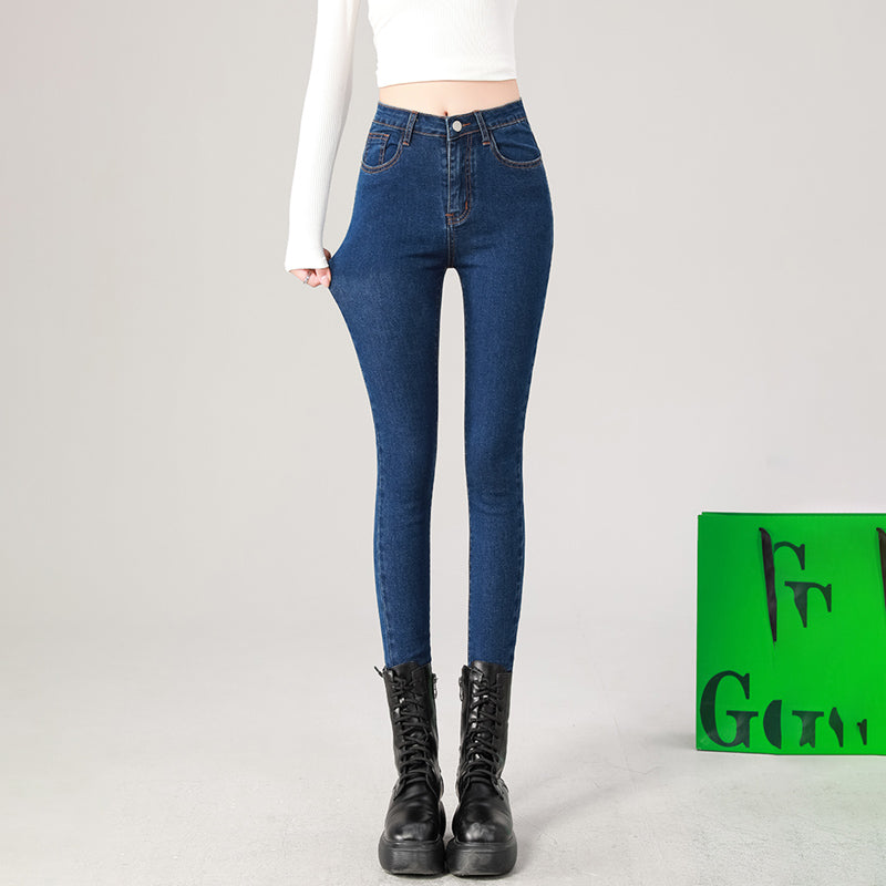 Fashion Women's Slim Skinny Jeans Comfortable Stretch Casual Solid Colours Pencil Pants Female Black Denim Trousers.