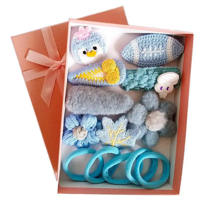 18 Pcs Hair Clip Set Cute Hair Accessories Girl Cartoon Hair Clip Headwear Bow Flower Animal Hairpin Hair Ring Box Not Included