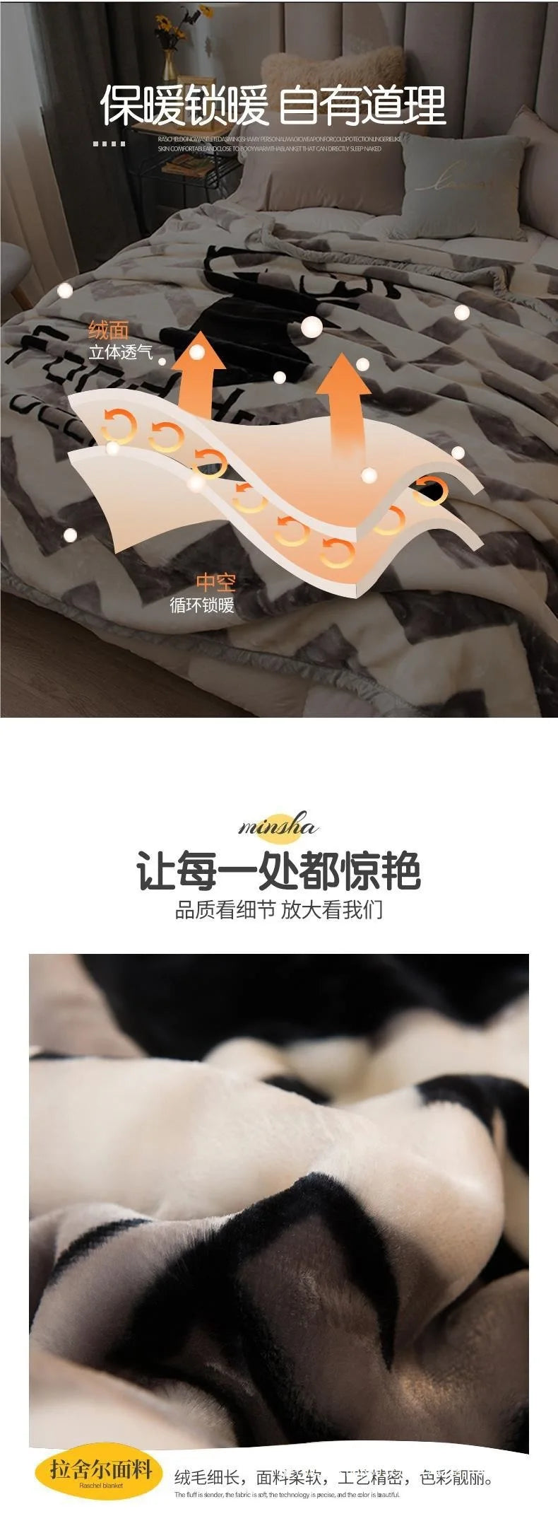 Thiened Double-layer Raschel Blanket Warm Coral Fce Wedding Blanket Single Double Bed Autumn Winter Warmth Cover Blanket.