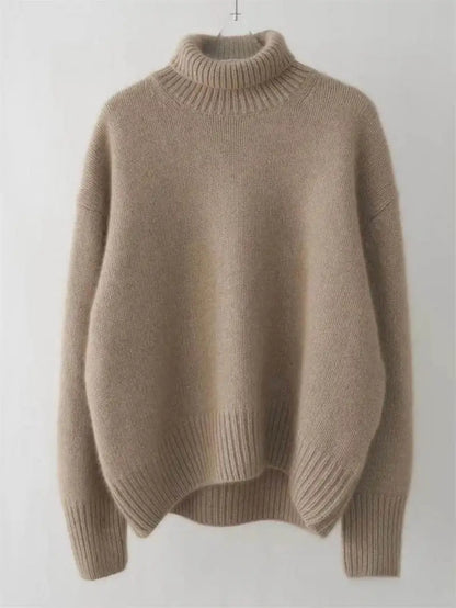100% Mink Cashmere Turtleneck Sweater Women Solid Color Long Sleeve Top Autumn Winter Fashion Knit Female Warm Pullover Jumper.