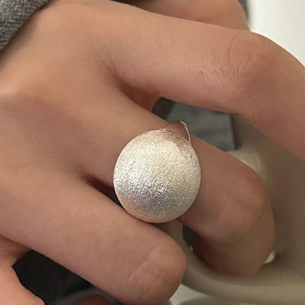 PANJBJ 925 Sterling Silver Geometry Crystal Ring For Women Ellipse Exaggerated Punk Water Drop Open Jewelry Gift Dropshipping