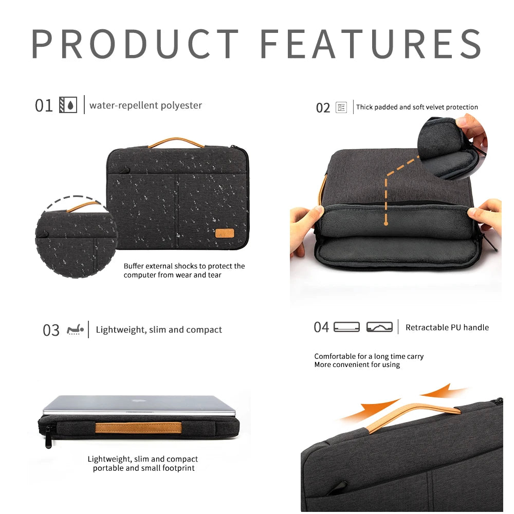 Laptop Sleeve bag 14 15.6 Inch Notebook Pouch For Macbook HP Dell Acer Shockproof Computer Briefcase Travel Business Men Case.